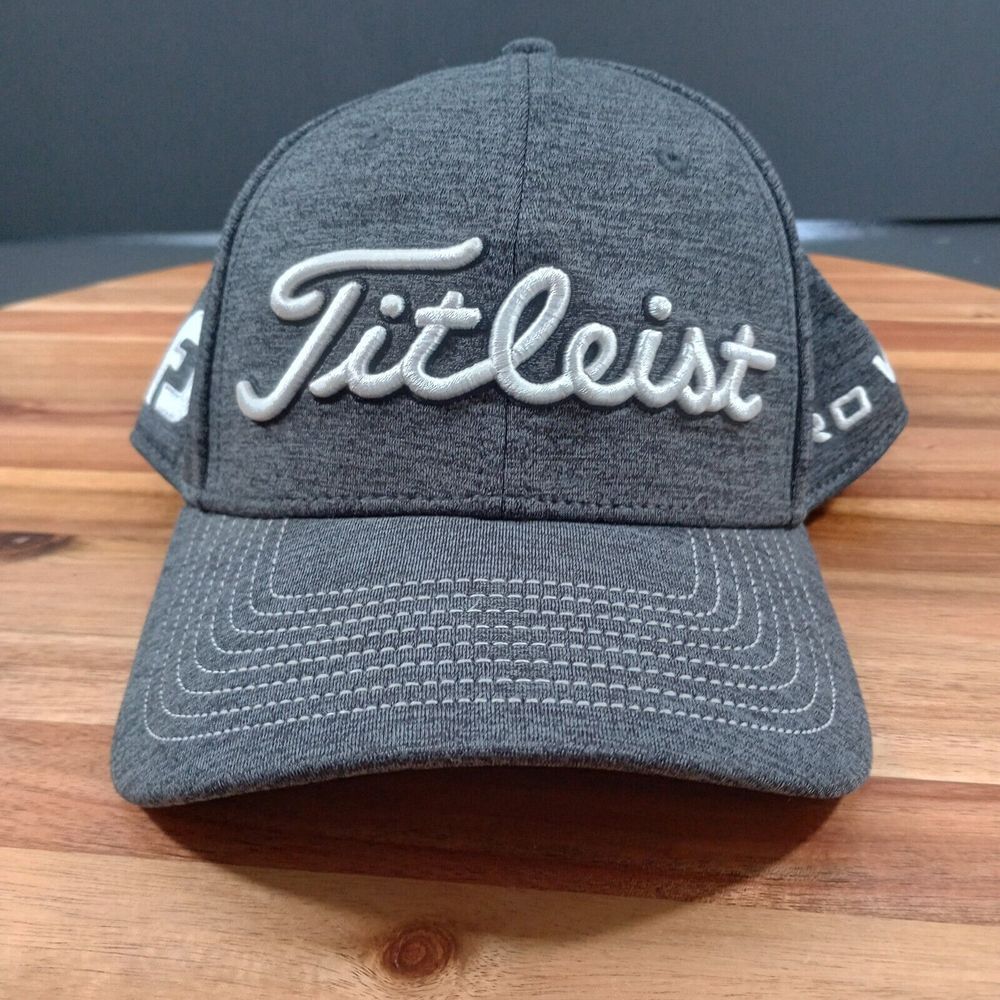 Titleist Hat FootJoy FJ Pro V1 Golf Gray Medium Large Fitted Stretch‎